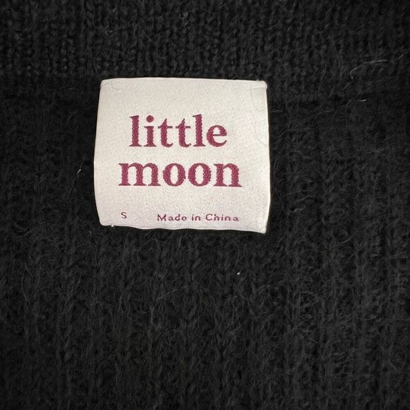 Aritzia Little Moon Small Black Wool Mohair Floral Applique Cardigan Sweater - Picture 5 of 7